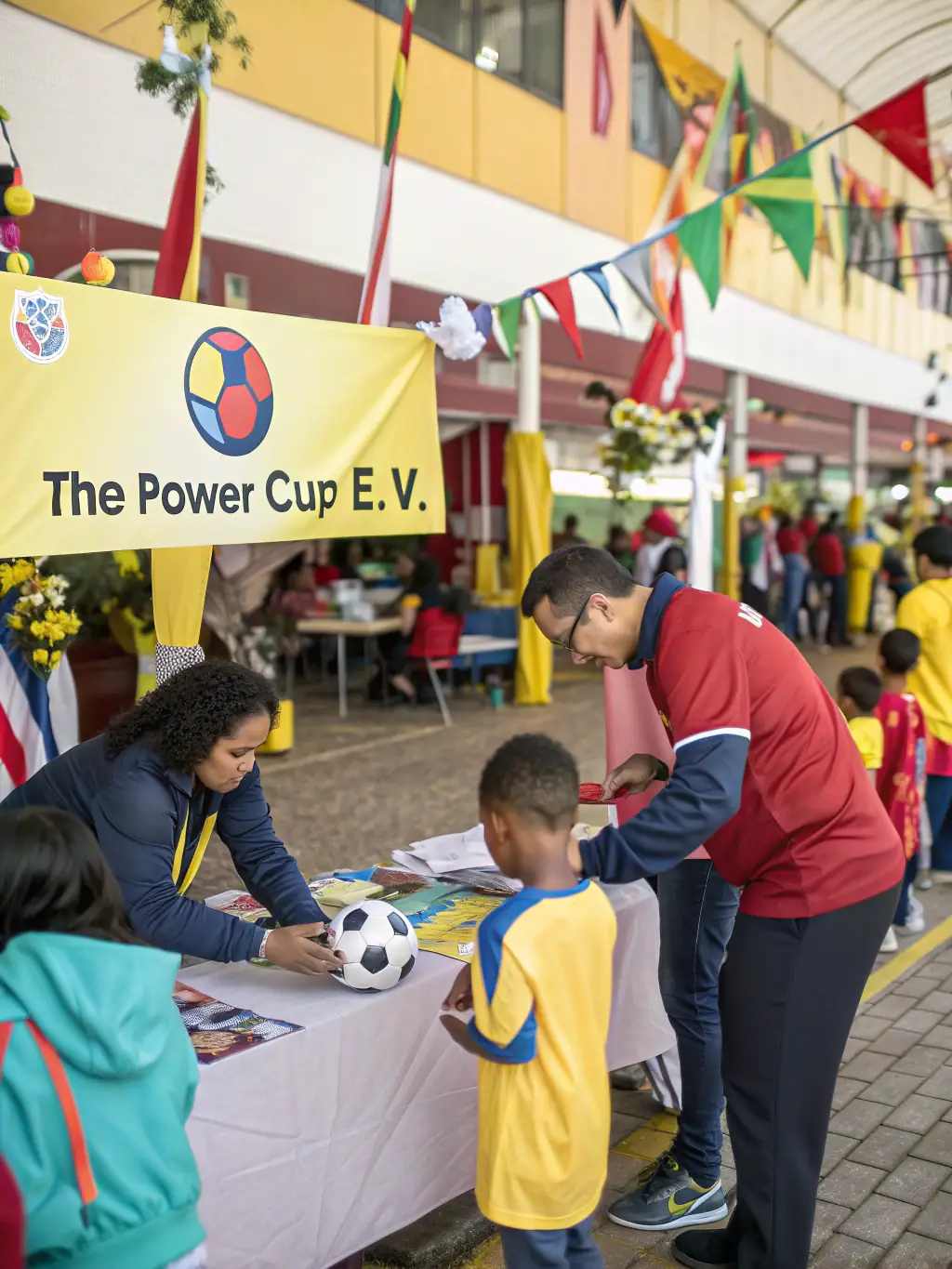 A photo of volunteers assisting at a local sports event, showcasing the organization's commitment to community involvement and support for youth sports.
