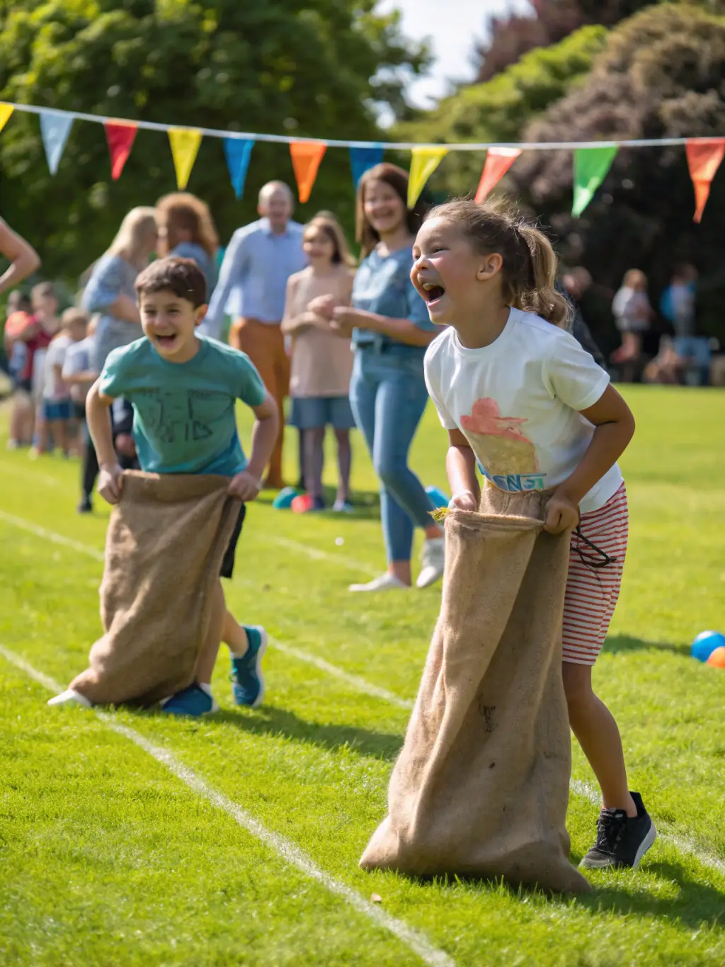A photograph of volunteers organizing a sports event for children, emphasizing the organization's commitment to community involvement and youth development.