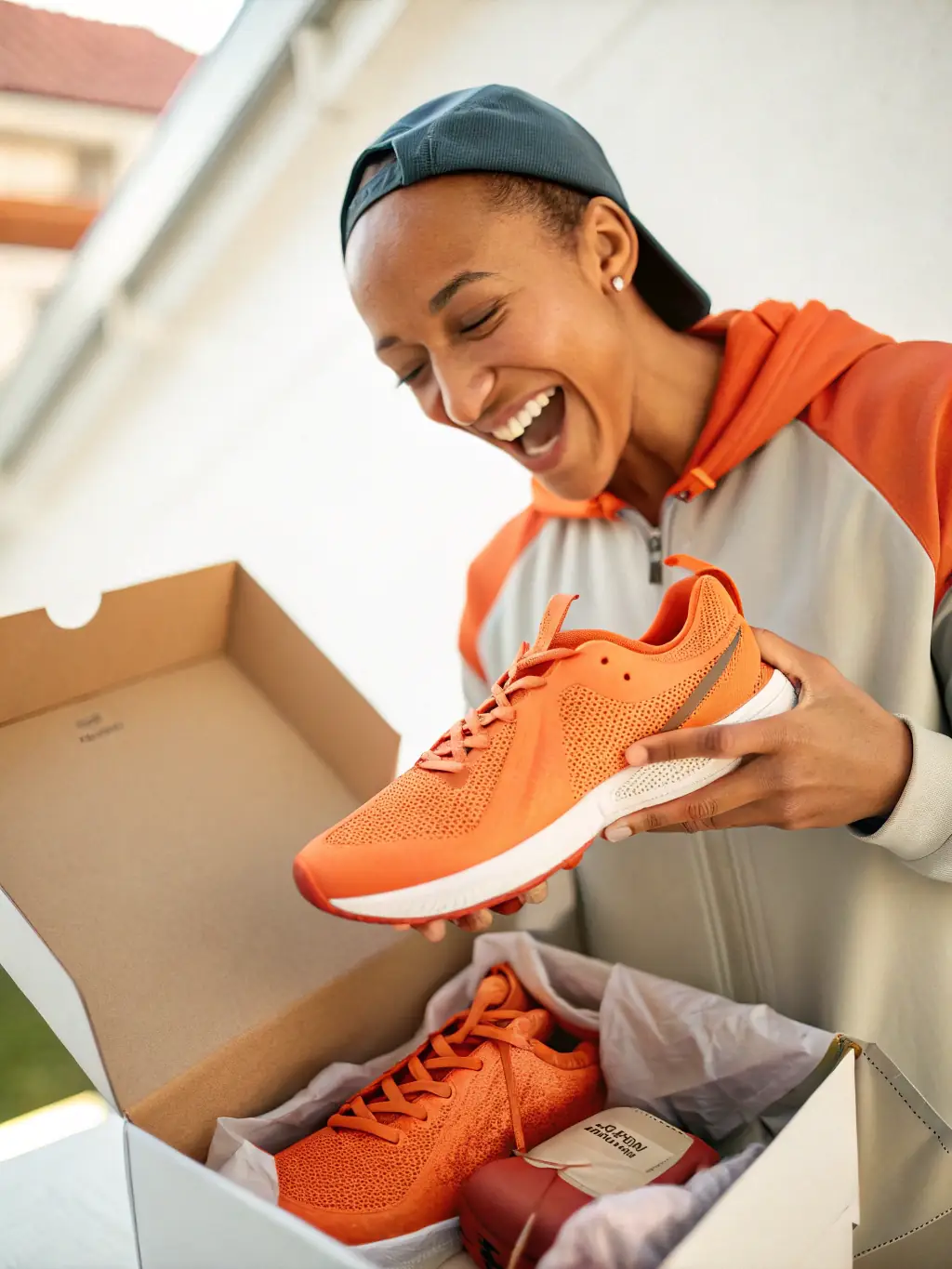 A picture of a smiling child receiving sports equipment, representing the organization's commitment to providing resources for young athletes.