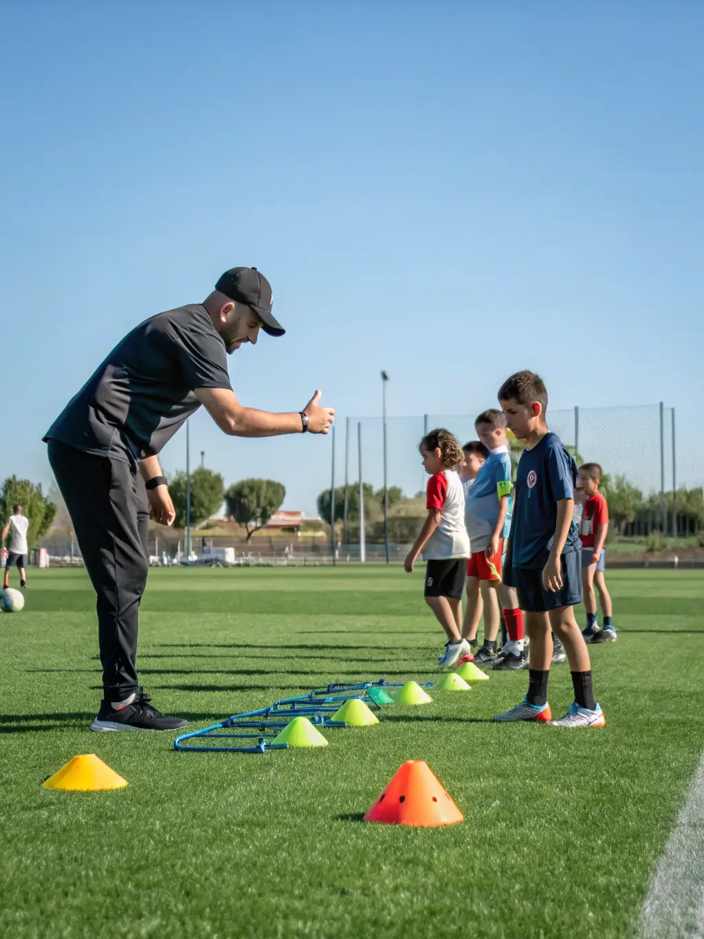 An image of a training session for young athletes, emphasizing the importance of skill development and mentorship provided by the organization.