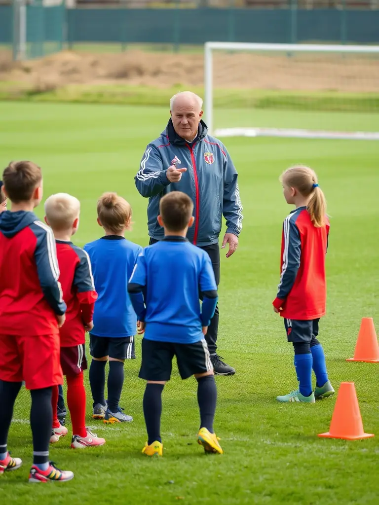 A workshop session where experienced coaches are training young athletes, emphasizing skill development and mentorship.