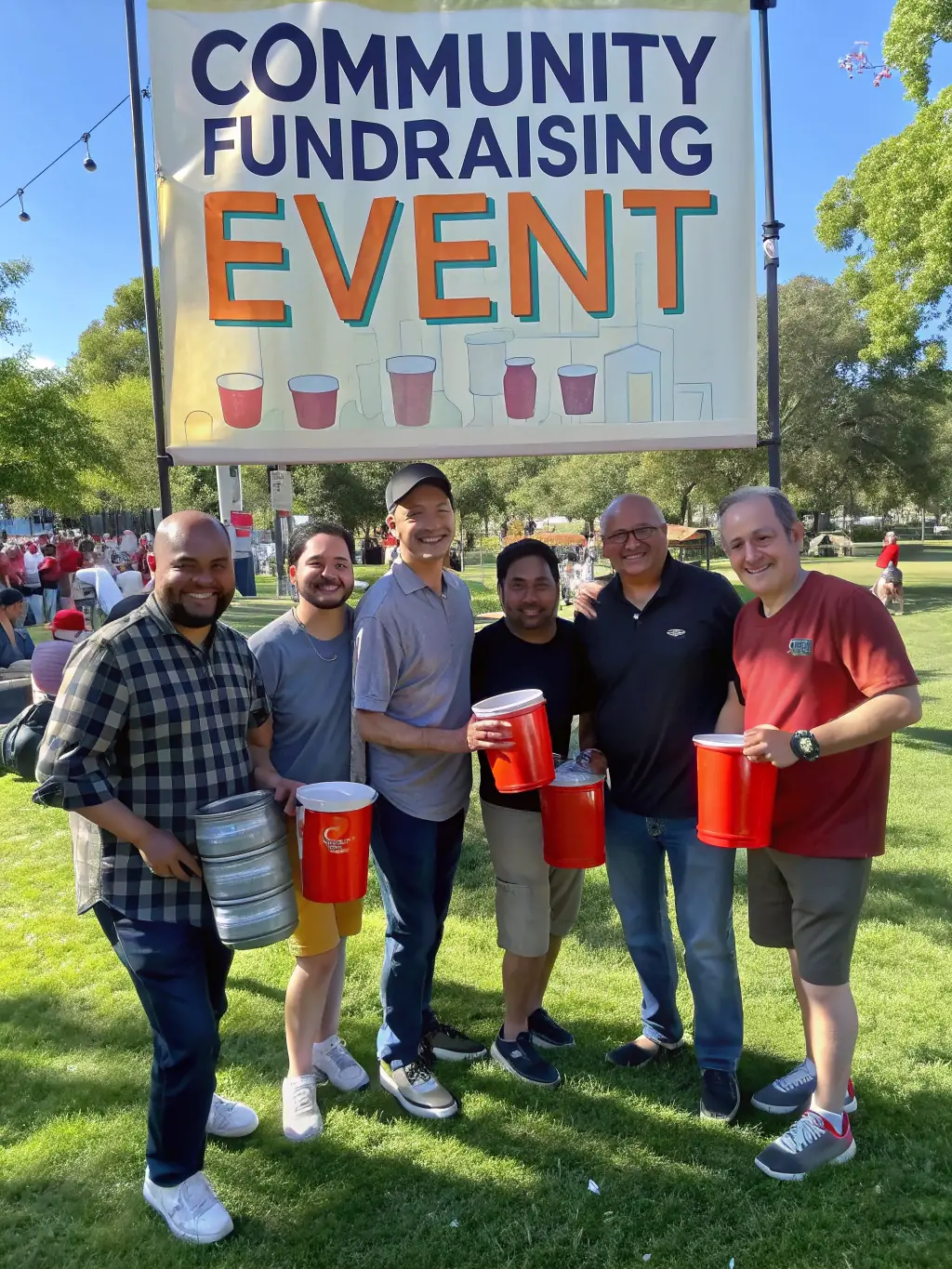 A photo of a group of people participating in a sports-related fundraising event, highlighting the importance of financial support for youth sports.